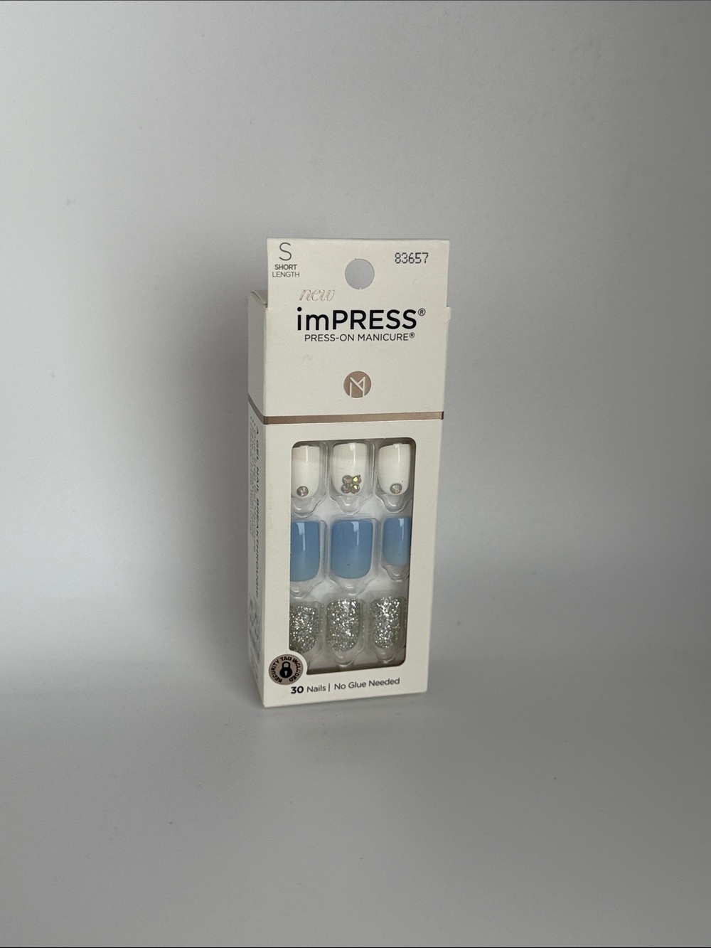 imPRESS Blue, White & Silver Glitter Press-On Nails BNIB